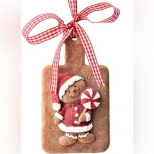 Resin Gingerbread and Cutting Board Ornament with Bow Christmas Home Decor